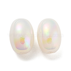 Perla de imitación de plástico abs, iridiscencia, oval, blanco, 14.5x10mm, agujero: 1.8 mm