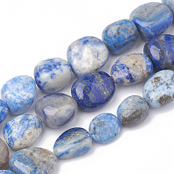 Chapelets de perles en lapis-lazuli naturel, pierre roulée, pépites, 10~25x11~18x4~14mm, Trou: 1mm, Environ 22~24 pcs/chapelet, 16.5 pouce
