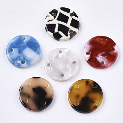 Звенья компонентов люстры из ацетата целлюлозы (смолы), плоско-круглые, разноцветные, 15.5x2.5 мм, отверстие : 1.5 мм