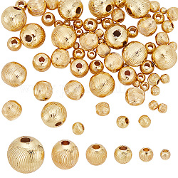GOMAKERER 72 Pcs 6 Sizes Brass Round Beads, 18K Gold Plated Ball Bead Round Spacer Beads Golden Brass Beads Metal Bead for DIY Jewelry Making Crafting Necklace Bracelet
