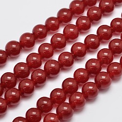 Filamenti di perline naturali e tinti Malesia giada, imitazione agata rossa, tondo, rosso, 10mm, Foro: 1.0 mm, circa 38pcs/filo, 15 pollice