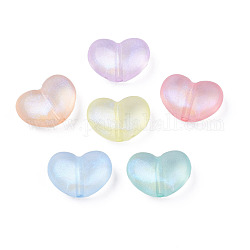 Perline acrilico trasparente, polvere di scintillio, cuore, colore misto, 16x21x10mm, Foro: 2 mm, circa 235pcs/500g