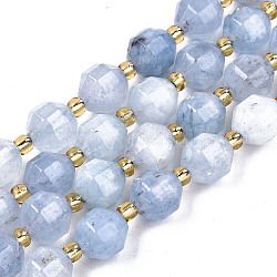 Hebras de perlas de dolomita natural, facetados, teñido, redondo, luz azul cielo, 8x8mm, agujero: 1.2 mm, aproximamente 33 pcs / cadena, 15.16 pulgada ~ 15.35 pulgadas (38.5 cm ~ 39 cm)
