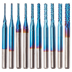 Gorgecraft Alloy Shank Tungsten Rotary Carving Bit, for Woodworking, Engraving, Drilling, Carving Sets, with Plaetic Box, Blue, 37~38x3mm, 10pcs/set