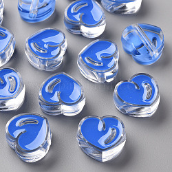 Transparenten Lack Acryl-Perlen, Herz, königsblau, 20x21.5x9 mm, Bohrung: 3.5 mm