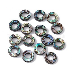 Perles de coquille d'ormeau naturel/coquille de paua, anneau, colorées, 13.2x3.5mm, Trou: 1mm, diamètre intérieur: 6.5 mm