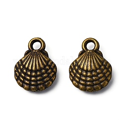 Charms in lega stile tibetano,  cadmio& piombo libero, guscio, bronzo antico, 13x10x3.5mm, Foro: 2 mm