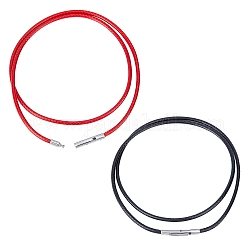 SUNNYCLUE 2Pcs 2 Colors Polyester Waxed Cords Necklace Making, with 304 Stainless Steel Bayonet Clasps, Stainless Steel Color, Black & Red, Mixed Color, 41x0.2cm