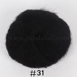 Filato per maglieria in lana angora mohair da 25 g, per forniture per uncinetto per bambole con scialle e sciarpa, nero, 1mm