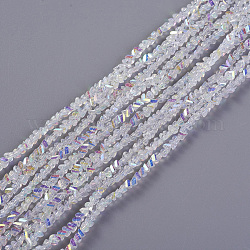 Chapelets de perles en verre électroplaqué, de couleur plaquée ab , triangle, clair ab, 2.2~3x3~4.7x2~3mm, Trou: 0.7mm, Environ 171~181 pcs/chapelet, 12.4 pouce ~ 14.84 pouces (31.5~37.7 cm)