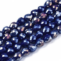 Chapelets de perles en verre opaques, de couleur plaquée ab , facette, larme, bleu moyen, 4.5x4.5mm, Trou: 1mm, Environ 99~101 pcs/chapelet, 17.64 pouce ~ 18.03 pouces (44.8 cm ~ 45.8 cm)