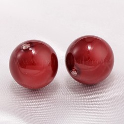 Shell Beads, Imitation Pearl Bead, Grade A, Half Drilled Hole, Round, Orange Red, 16mm, Hole: 1mm