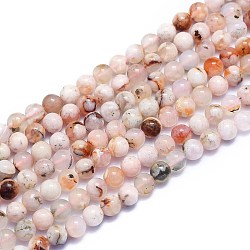 Chapelets de perles en agate naturelle de fleurs de cerisier, ronde, 6~6.5mm, Trou: 0.8mm, Environ 60 pcs/chapelet, 14.96 pouce (38 cm)