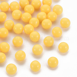 Perline acrilico opaco, Senza Buco, tondo, giallo, 4mm, circa 14000pcs/500g