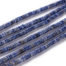 Hebras de cuentas de jaspe de punto azul natural, abalorios heishi, Disco redondo plano, 4~4.5x2.5mm, agujero: 0.7 mm, aproximamente 167 pcs / cadena, 15.43 pulgada (39.2 cm)