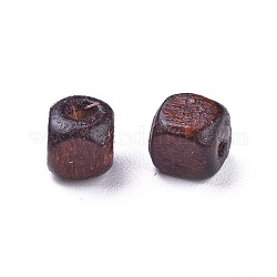 Perles en bois naturel teint, cube, bien pour la fabrication de collier de jour pour enfants, sans plomb, brun coco, 5mm, Trou: 1.5mm, environ 18600 pcs/1000 g