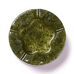 Aschenbecher aus Kunstharz mit natürlichen Peridotsteinen, Heimbüro-Tischdekoration, flach rund mit Blume, 104x32 mm, Innendurchmesser: 61x68 mm
