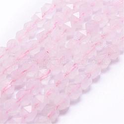 Chapelets de perles en quartz rose naturel, étoiles coupées perles rondes, facette, 6mm, Trou: 1mm, Environ 64~66 pcs/chapelet, 15.3 pouce (39 cm)