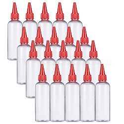 Bouteille vide en plastique pour liquide, capuchon supérieur à bouche pointue, rouge, 12.4x3.5 cm, capacité: 60 ml, 20 pièces / kit