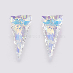 Pendentifs de strass en k9 verre, imitation cristal autrichien, facette, triangle, cristal ab, 28x14x7~7.5mm, Trou: 1.6mm