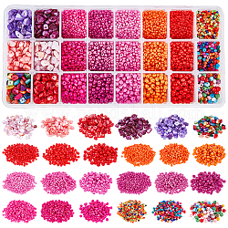 Granos de semilla de vidrio de pintura para hornear, con cuentas teñidas de conchas de agua dulce, color mezclado, 21.8x11x3 cm