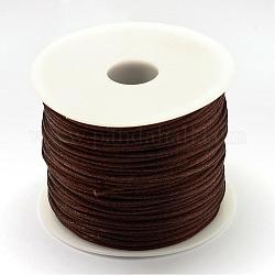 Hilo de nylon, Cordón de satén de cola de rata, coco marrón, 1.5mm, Aproximadamente 100 yardas / rollo (300 pies / rollo)