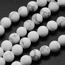 Fili di perline howlite naturale, smerigliato, tondo, 4mm, Foro: 0.8 mm, circa 83~93pcs/filo, 14.1 pollice