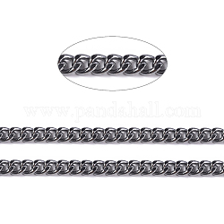 Железные кубинские звенья цепи, толстые цепи, несварные, с катушкой, овальные, металлический черный, 5x4x1 мм, около 164.04 фута (50 м) / рулон