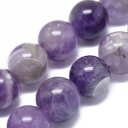 Chapelets de perles en améthyste naturelle, ronde, 11.5~12.5mm, Trou: 1mm, Environ 15 pcs/chapelet, 6.8 pouce (17.5 cm)