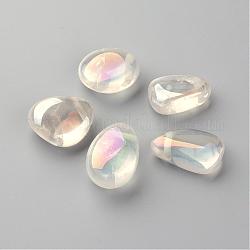 Perline di cristallo di quarzo naturale, ab colore placcato, pepite, 29~33x21~26x12~18mm, Foro: 2~3 mm