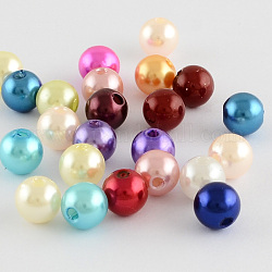 Perle tonde in plastica imitazione perla in abs, colore misto, 12mm, Foro: 2 mm, circa 550pcs/500g