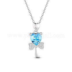 Ожерелье shegrace 925 из стерлингового серебра, австрийский хрусталь, с микро проложить ааа кубического циркония, цветок, глубокое синее небо, 17.71 дюйм