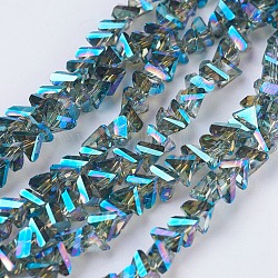 Chapelets de perles en verre électroplaqué, plein arc-en-plaqué, facette, triangle, dark cyan, 4.5x5x6mm, Trou: 1mm, Environ 100 pcs/chapelet, 13.7 pouce (35 cm)