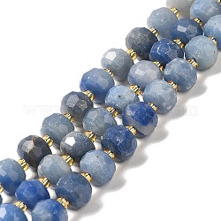 Chapelets de perles en aventurine bleue naturelle, avec des perles de rocaille, facettes rondelle, 7~8x5~6mm, Trou: 1mm, Environ 45~46 pcs/chapelet, 14.57''~14.96'' (37~38 cm)