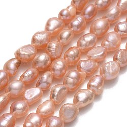 Natural Cultured Freshwater Pearl Beads Strands, Two Sides Polished, PeachPuff, 5.5~6x4.5~5x4mm, Hole: 0.6mm, about 55~58pcs/strand, 13.78''(35cm)
