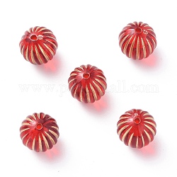 Perline acrilico placcato, metallo allacciati, tondo, rosso, 12mm, Foro: 1.5 mm, circa 490pcs/500g