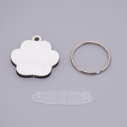 Sublimation leer Schlüsselanhänger, Wärmeübertragungs-Schlüsselring für MDF-Platine, für Hitzepresse, Hundepfotenabdruck, Platin Farbe, weiß, 6.8 cm