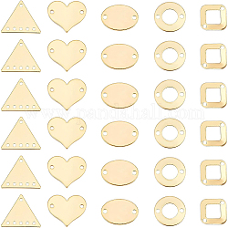 BENECREAT 30Pcs 5 Style 18K Gold Plated Connector Charms, Donut Rhombus Oval Heart and Triangle Metal Charm Links Connectors for Neckalce Earring Bracelet Jewelry Making, 1mm/1.5mm Hole