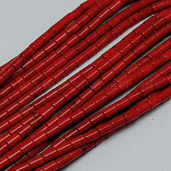 Abalorios de turquesas sintéticas hebras, teñido, columna, rojo, 8~9x5mm, agujero: 1 mm, aproximamente 46 pcs / cadena, 15.2 pulgada