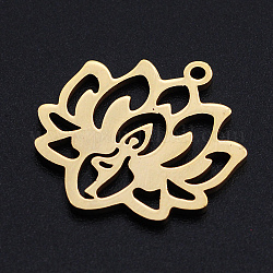 201 Stainless Steel Pendants, Filigree Joiners Findings, for Chakra, Laser Cut, Lotus Flower with Yoga, Golden, 21.5x19.5x1mm, Hole: 1.4mm