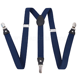 Polyester Elastic Men's Strength Suspenders, with Iron Clasps, Midnight Blue, 75x25x2mm