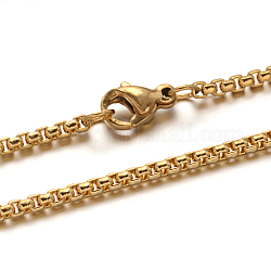 Caja de 304 acero inoxidable collares de cadena, con cierre de langosta, dorado, 29.33 pulgada (74.5 cm), 2mm