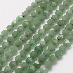 Chapelets de perles en aventurine vert naturel, étoiles coupées perles rondes, facette, 5.5~6mm, Trou: 1mm, Environ 63~68 pcs/chapelet, 15.3~15.5 pouce (39~39.5 cm)