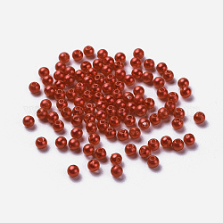 Perles acryliques de perles d'imitation, teinte, ronde, rouge foncé, 6x5.5mm, Trou: 1.5~2mm, environ 4500 pcs / livre