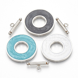 304 Edelstahl-Toggle-Haken, mit Emaille, Ring, Mischfarbe, Ring: 29.5x2 mm, Innendurchmesser: 12 mm, Bar: 21x7x3 mm, Bohrung: 2 mm