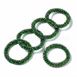 Braccialetti elasticizzati con perle di vetro trasparente sfaccettato, arcobaleno placcato, rondelle, verde, diametro interno: 2 pollice (5 cm)