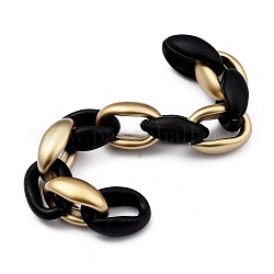 Handmade Spray Painted CCB Plastic Cable Chains, for Handbag Chain Making, Oval, Gold & Black, Links: 22.5x16.5x8.5mm, 39.37 inch(1m)/Stand
