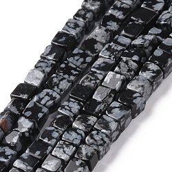 Naturschneeflocke Obsidian Perlen Stränge, Würfel, 3.5~4x3.5~4x3.5~4 mm, Bohrung: 1.2 mm, ca. 95 Stk. / Strang, 15.04'' (38.2 cm)