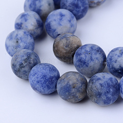 Natürliche blaue Fleck Jaspis Perlen Stränge, matt, Runde, 8~8.5 mm, Bohrung: 1 mm, ca. 47 Stk. / Strang, 15.5 Zoll
