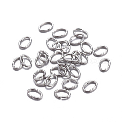 304 anelli di salto in acciaio inox, anelli di salto aperti, ovale, colore acciaio inossidabile, 26 gauge, 3x2x0.4mm, diametro interno: 1x2mm